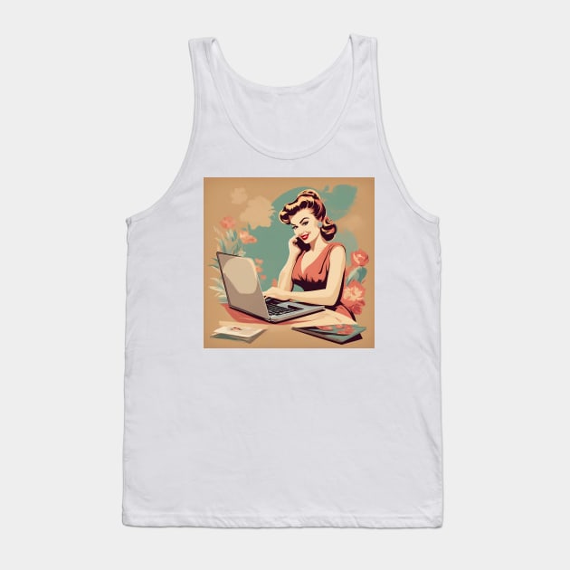 Macbook Muse Vintage Art Beauty Pin Up Art Tank Top by di-age7